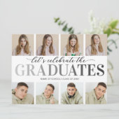 Twee afgestudeerden foto afstudeerfeest uitnodigin kaart (Staand voorkant)