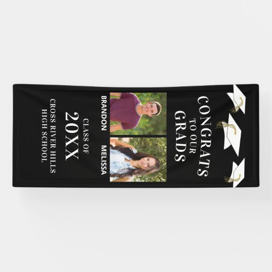 Twee Afgestudeerden Foto's CONGRATS AFSTUDEERDER P Spandoek (Horizontaal)