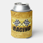 Twee afgevlakte racevlaggen voor de wedstrijd winn blikjeskoeler (Blikje Achterkant)