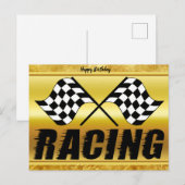 Twee afgevlakte racevlaggen voor de wedstrijd winn briefkaart (Voorkant / Achterkant)