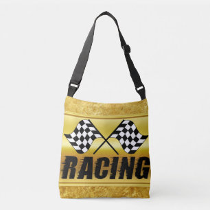 Twee afgevlakte racevlaggen voor de wedstrijd winn crossbody tas