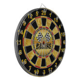 Twee afgevlakte racevlaggen voor de wedstrijd winn dartbord (Voorkant Links)