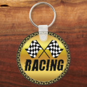 Twee afgevlakte racevlaggen voor de wedstrijd winn sleutelhanger (Voorkant)