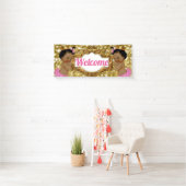 Twee Afrikaanse prinsessen|Roze & Gouden Glitter W Spandoek (Insitu)