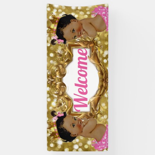 Twee Afrikaanse prinsessen|Roze & Gouden Glitter W Spandoek (Verticaal)