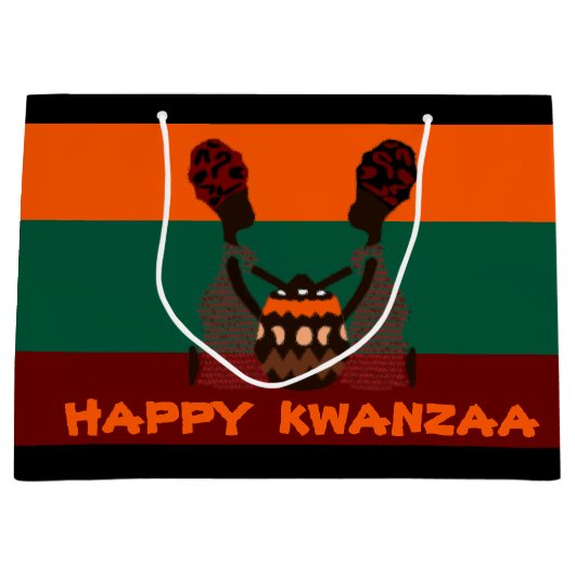 Twee Afrikaanse vrouwen en een mandje Happy Kwanza Groot Cadeauzakje (Voorkant)