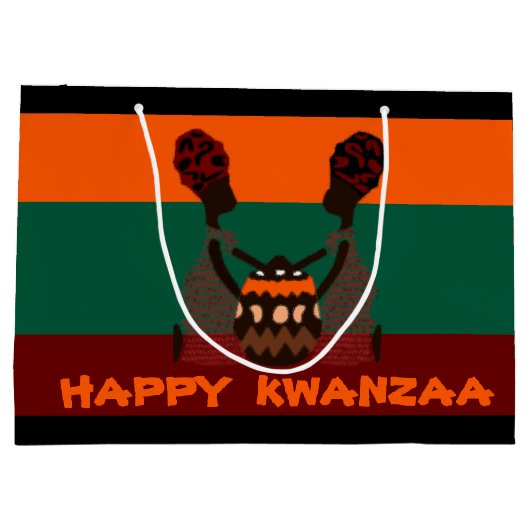 Twee Afrikaanse vrouwen en een mandje Happy Kwanza Groot Cadeauzakje (Achterkant)
