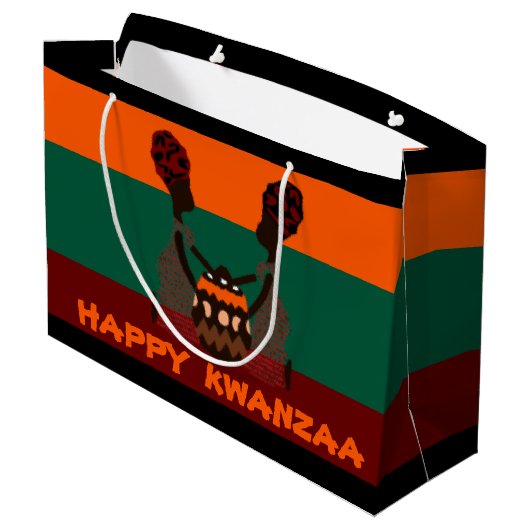 Twee Afrikaanse vrouwen en een mandje Happy Kwanza Groot Cadeauzakje (Achterkant Gekanteld)