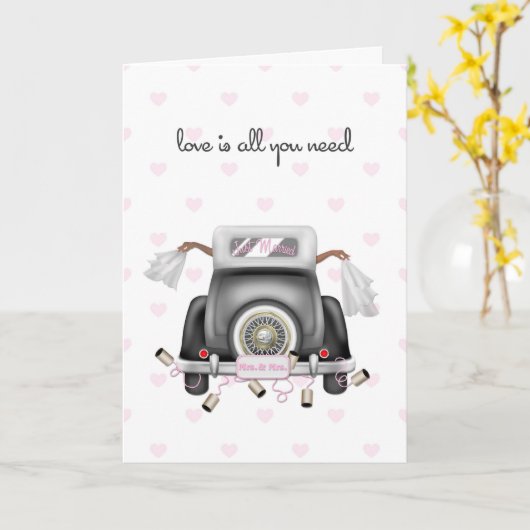 Twee Afro-Amerikaanse bruiden, Lesbische bruiloft Kaart (Gele Bloem)