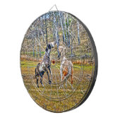 Twee afspeelbare pinto-verf-paarden ontwerpen voor dartbord (Voorkant Rechts)