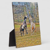 Twee afspeelbare pinto-verf-paarden ontwerpen voor fotoplaat (Zijkant)