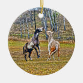 Twee afspeelbare pinto-verf-paarden ontwerpen voor keramisch ornament (Voorkant)