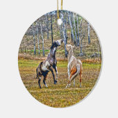 Twee afspeelbare pinto-verf-paarden ontwerpen voor keramisch ornament (Links)