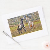 Twee afspeelbare pinto-verf-paarden ontwerpen voor rechthoekige sticker (Envelop)