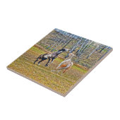 Twee afspeelbare pinto-verf-paarden ontwerpen voor tegeltje (Zijkant)