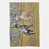 Twee afspeelbare pinto-verf-paarden ontwerpen voor theedoek (Verticaal)