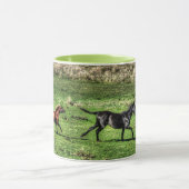 Twee afspeelpaarden foto-Mok Mok (Midden)