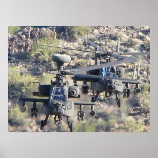 Twee AH-64-Apache-helikopters Poster (Voorkant)