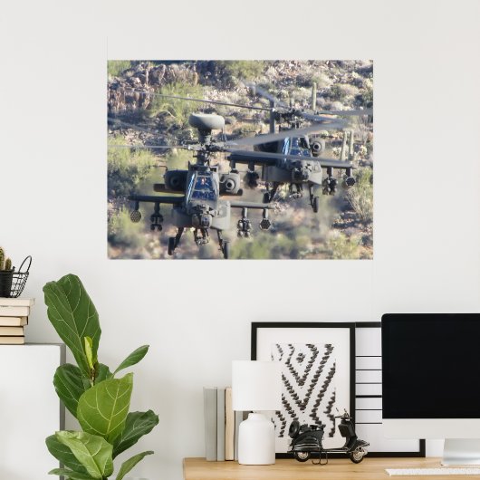 Twee AH-64-Apache-helikopters Poster (Thuiskantoor)