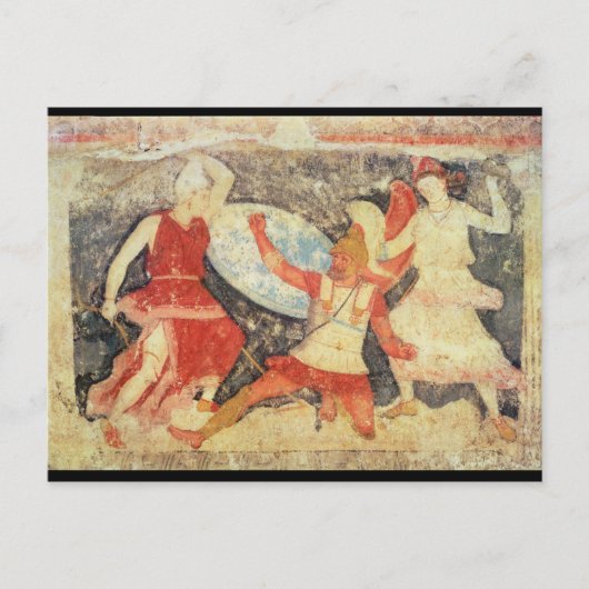 Twee Amazons in gevechten met een Grieks Briefkaart (Voorkant)