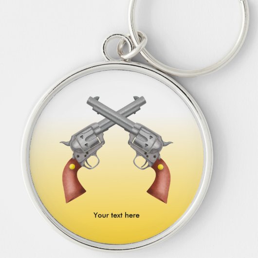 Twee Amerikaanse Old West Pistols Crossed Sleutelhanger (Voorkant)