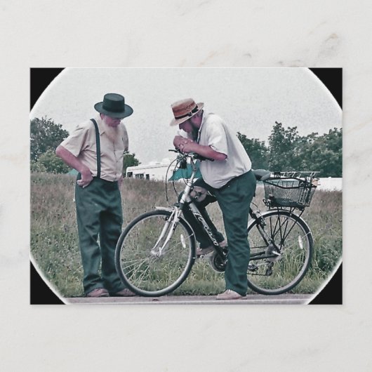 Twee Amishmen die Briefkaart overwegen (Voorkant)