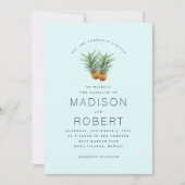 Twee anananassen Hawaiian Theme Wedding Invitation Kaart (Voorkant)