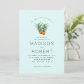 Twee anananassen Hawaiian Theme Wedding Invitation Kaart (Staand voorkant)