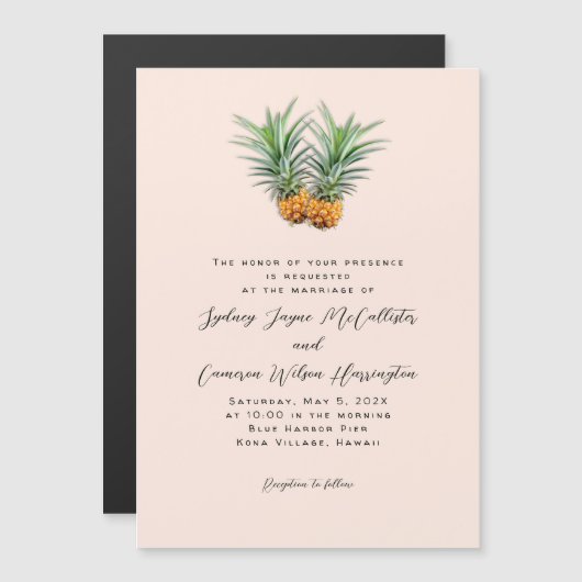 Twee ananas magnetische bruiloft uitnodiging (Voorkant / Achterkant)