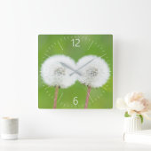 Twee andelions vierkante klok (Huis)