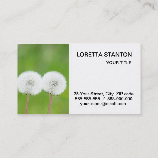 Twee andelions visitekaartje (Voorkant)