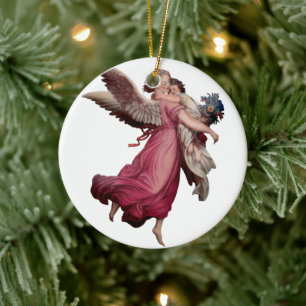 Twee Angels in vlucht Keramisch Ornament