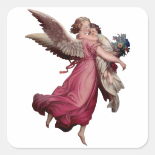 Twee Angels in vlucht Vierkante Sticker