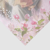 Twee Angels met Vloeiende Grens op Roze Decoupage Tissuepapier (Detail)