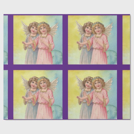 Twee  Angels wrappingpapier Cadeaupapier (Vlak)