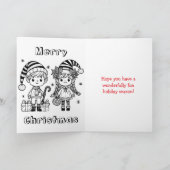 Twee anime elfen | Schattige kerstfeest Feestdagen Kaart (Binnen)