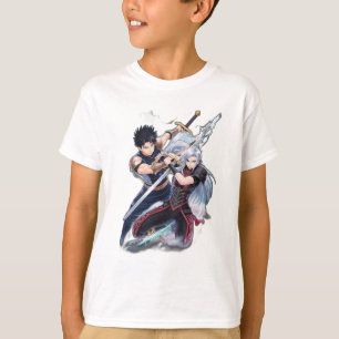 Twee anime krijgers botsen zwaarden, t-shirt