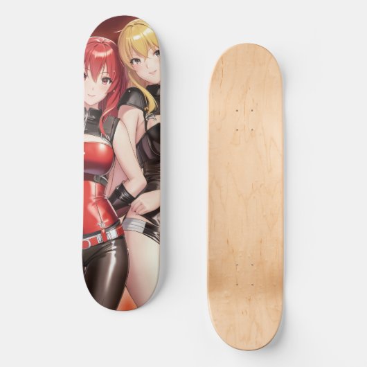 Twee anime meisjes persoonlijk skateboard (Voorkant)