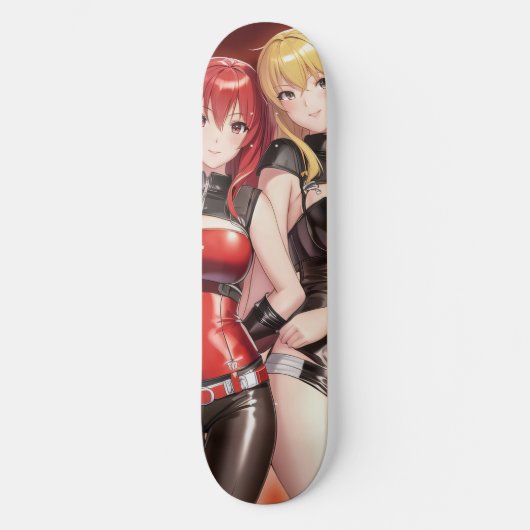 Twee anime meisjes persoonlijk skateboard (Voorkant)