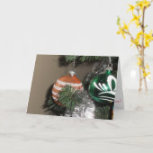 “Twee antieke kerstboomornamenten" Kaart (Gele Bloem)