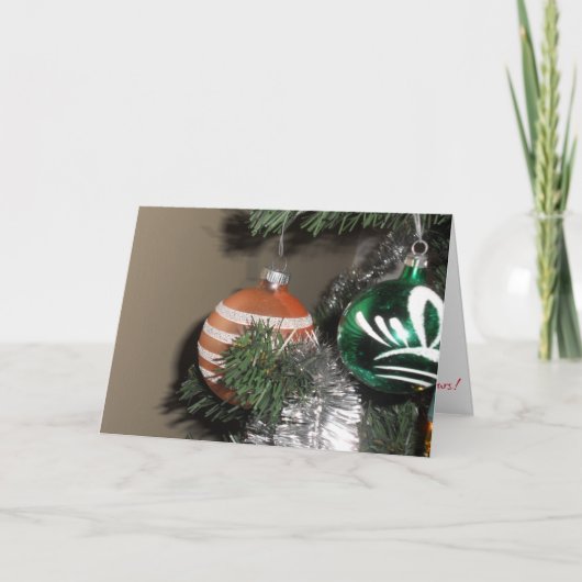 “Twee antieke kerstboomornamenten" Kaart (Voorkant)