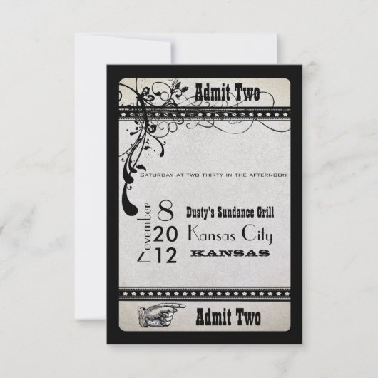 Twee antieke Showbill RSVP bijlagekaart accepteren (Voorkant)