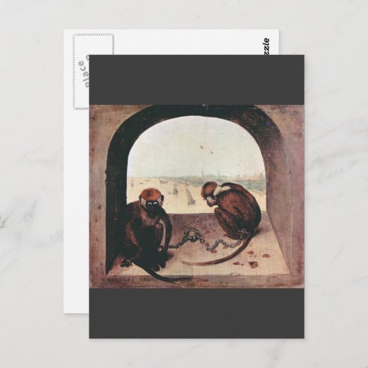 Twee apen door Pieter Bruegel Briefkaart (Voorkant / Achterkant)