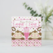 Twee apen en ijskap op zondag kaart (Staand voorkant)