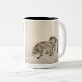 Twee apen Japanners die Chinees Nieuwjaar schilder Tweekleurige Koffiemok (Voorkant rechts)