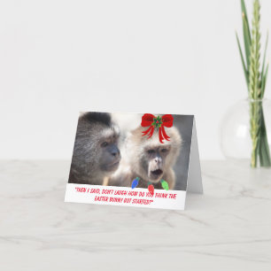 Twee Apen Praten Grappige Kerst Kaart