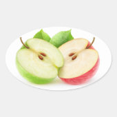 Twee appelhelften ovale sticker (Voorkant)