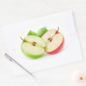 Twee appelhelften ovale sticker (Envelop)