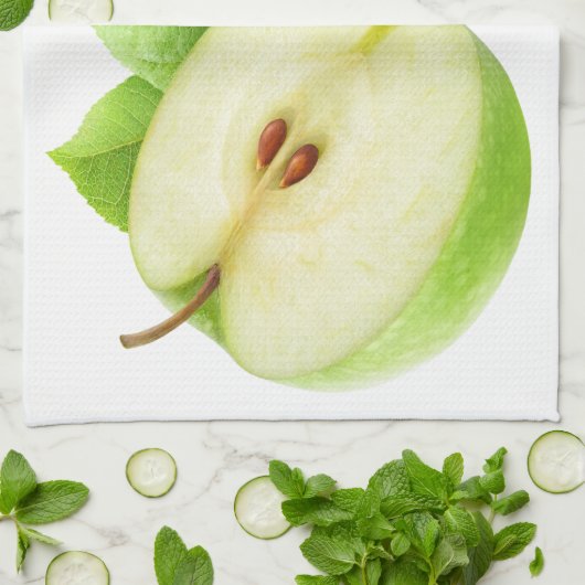 Twee appelhelften theedoek (Gevouwen)