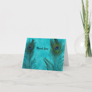 Twee Aqua Pauwveer Huwelijk Bedankkaartjes Bedankkaart